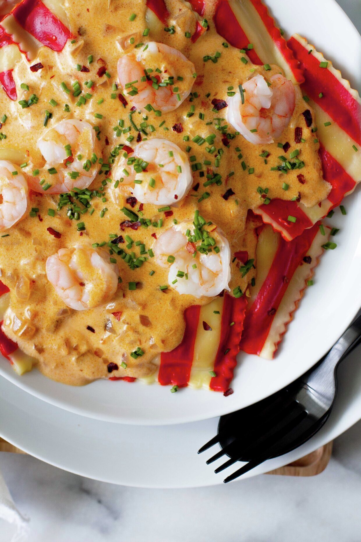 Shrimp & Lobster Ravioli with Sherry Cream Sauce