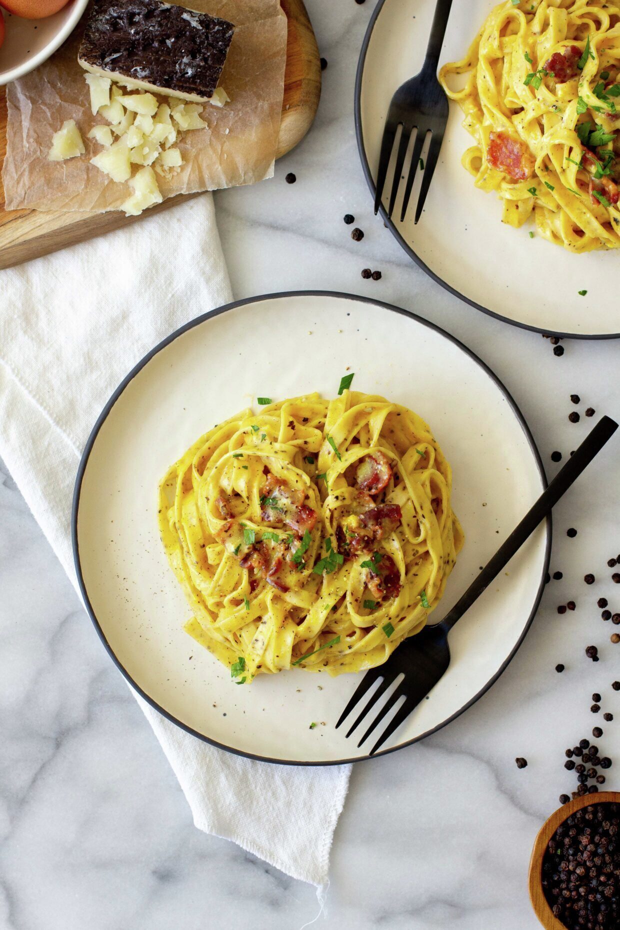 Cracked Black Pepper Fettuccine Carbonara