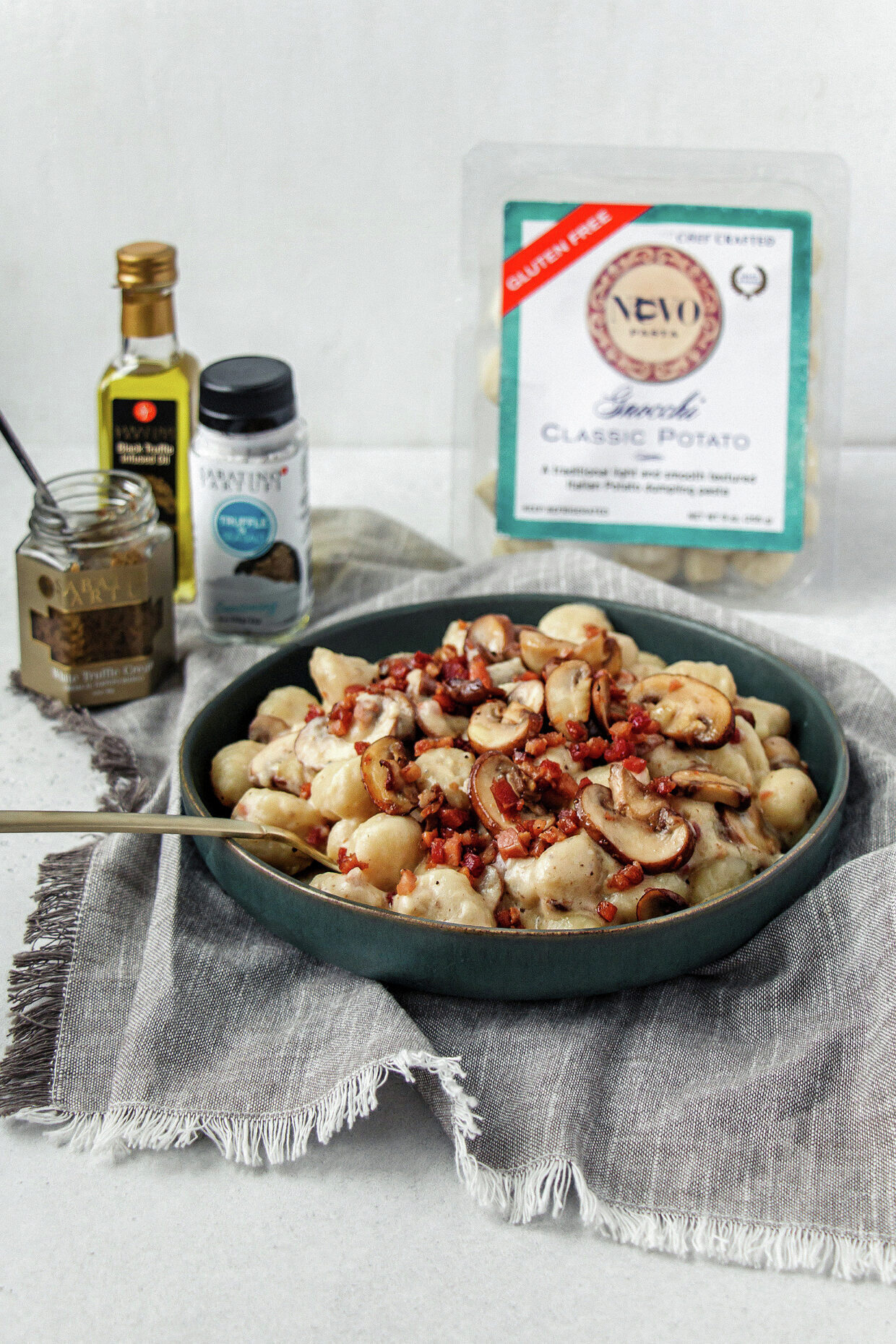 Gnocchi with Creamy Mushroom Pancetta Truffle Sauce