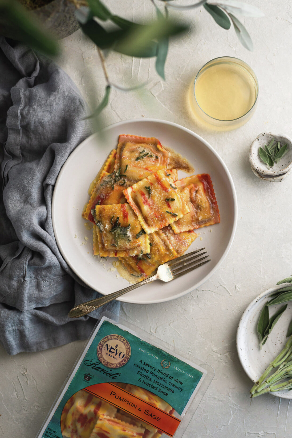 Pumpkin & Sage Ravioli with Brown Butter, Sage, and Parmigiano