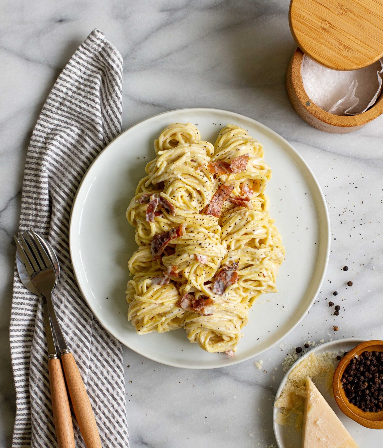 Organic Spaghetti with Speck e Parmigiano