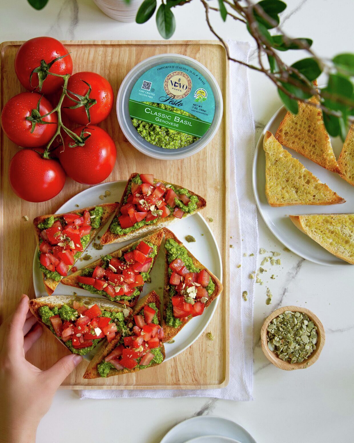 Basil Pesto Bruschetta