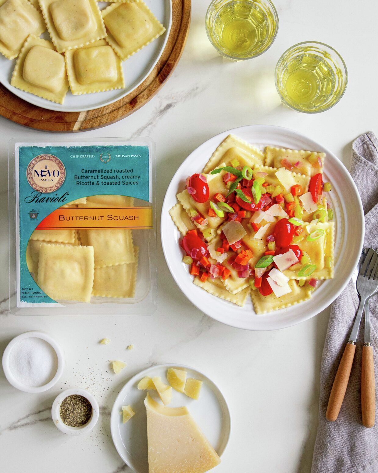 Butternut Squash Ravioli with Vegetable Soffritto