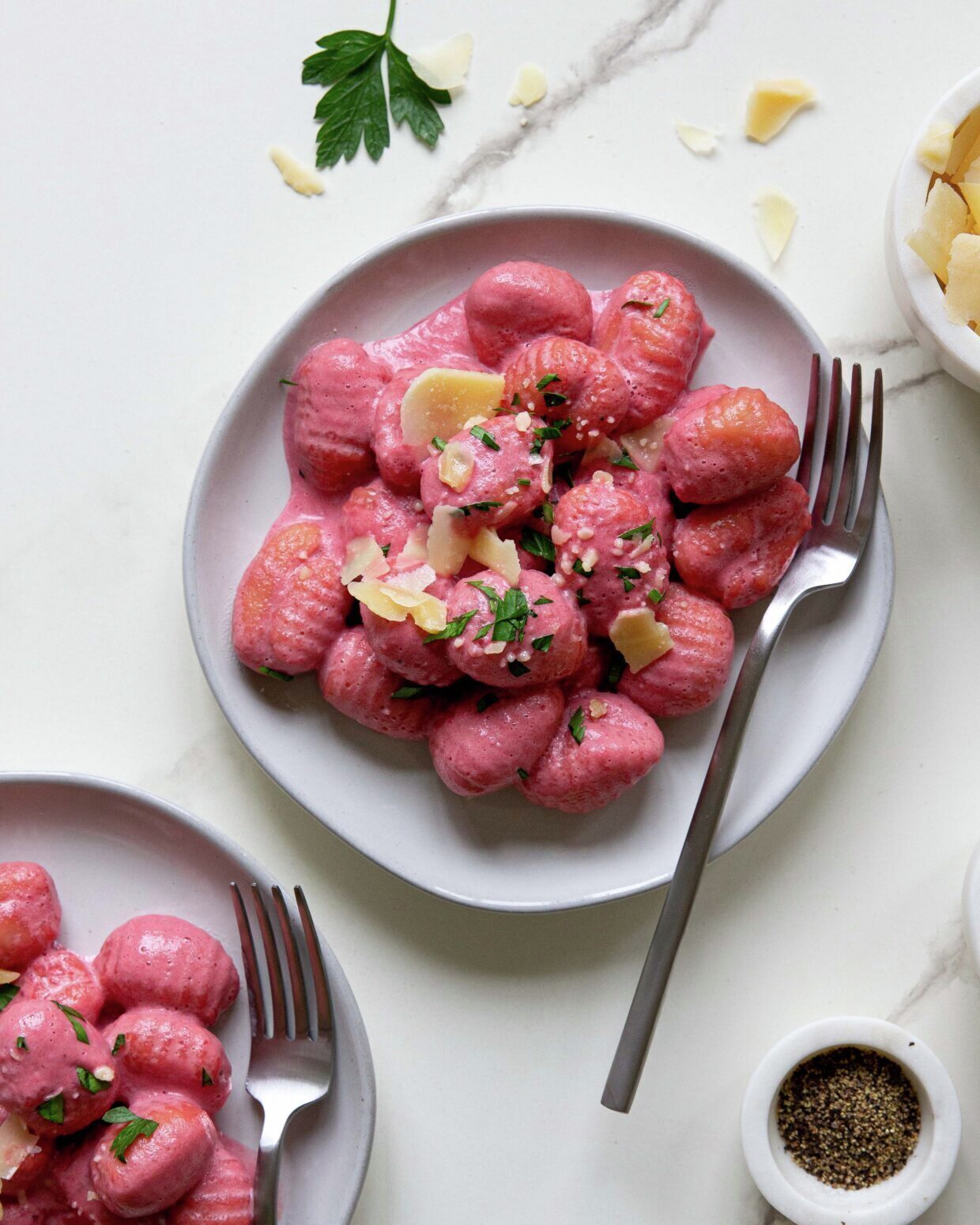 Cauliflower Gnocchi with Creamy Beet Sauce