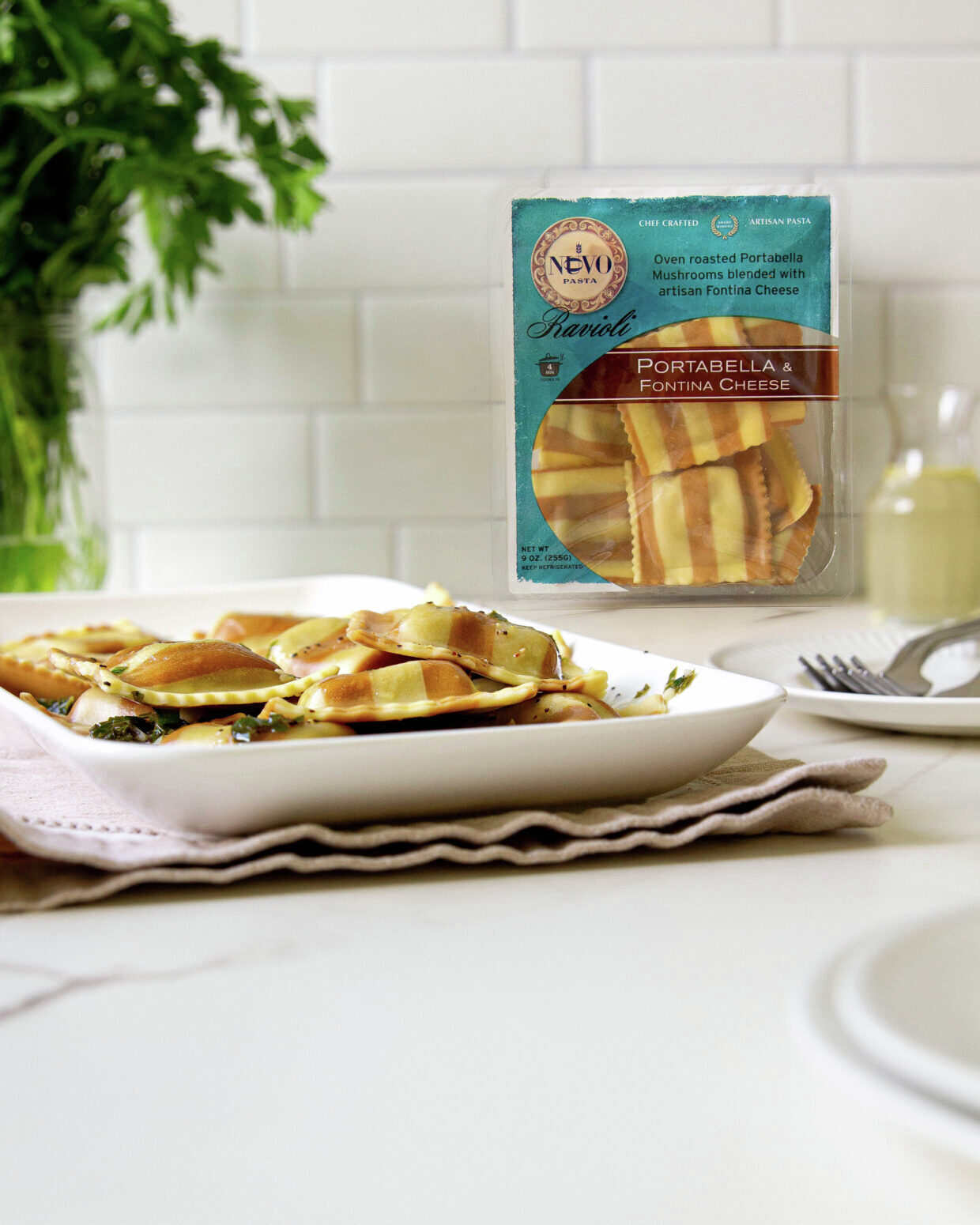 Portabella and Fontina Cheese Ravioli Trifolati