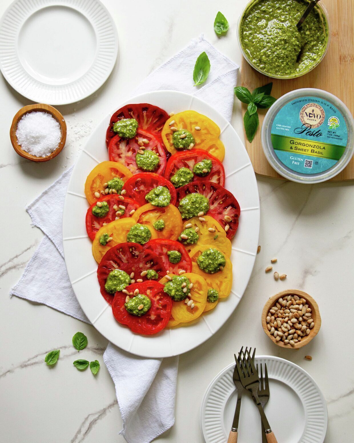 Gorgonzola & Sweet Basil Pesto Beefsteak Tomato Salad