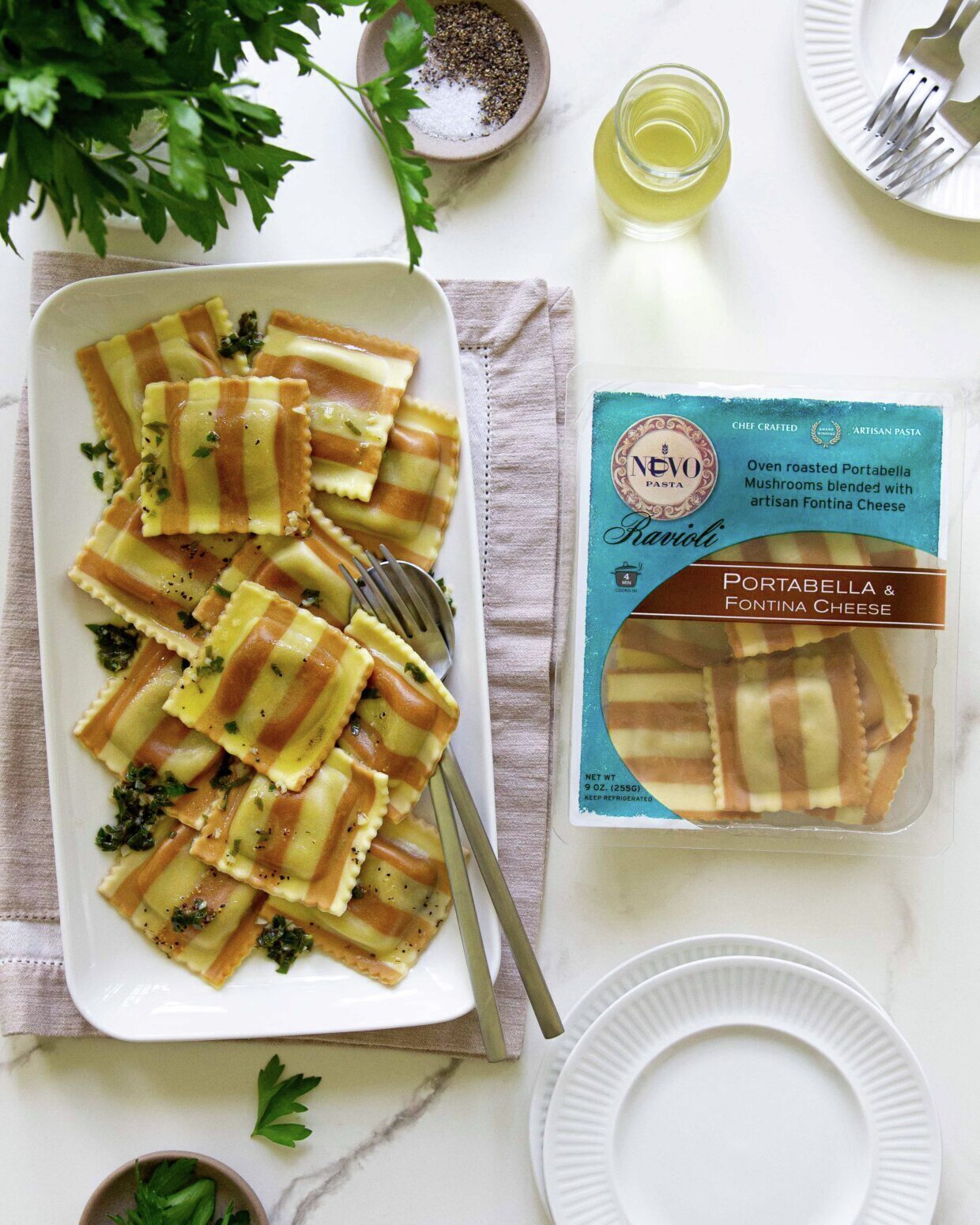 Portobella and Fontina Cheese Ravioli Trifolati